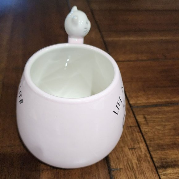 Kitten Figurine Pink Ceramic Coffee Mug 14 Oz -‎ Life Is Better With a Cat - Picture 15 of 16